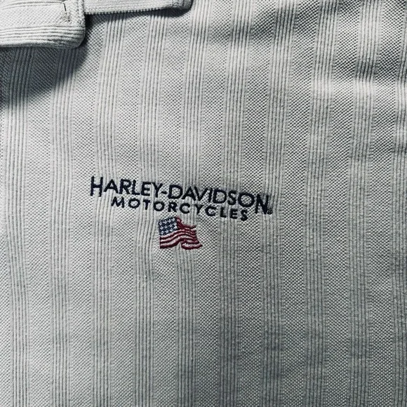 VTG Harley‎ Davidson Embroidered Polo Shirt Men's L Ribbed Tan Khaki Made in USA - Picture 4 of 9